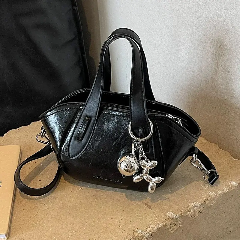 Túi Xách Nữ Đeo Chéo Quai Xách Có Ngăn Khóa Kéo Đính Kèm Móc Gấu - Túi Xách Nghĩa Anh - A4 Bag  Da 1