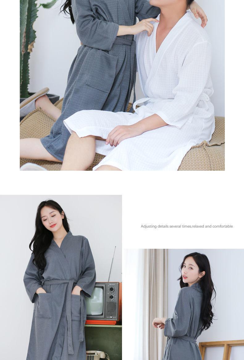 Product Introduction of [HTK 1189 People] Nightgown Women's Summer Thin Bathrobe Water-Absorbing Quick-Drying Couple Bathrobe Men's 100.00kg Mid-Length Plump Girls Pajamas plus Size 18