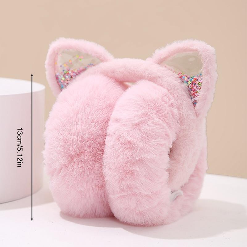 Product Introduction of Cute Cat Ears Sequins Foldable Earmuffs Winter Warm Children Adult Ear Protection Ear Bags 5