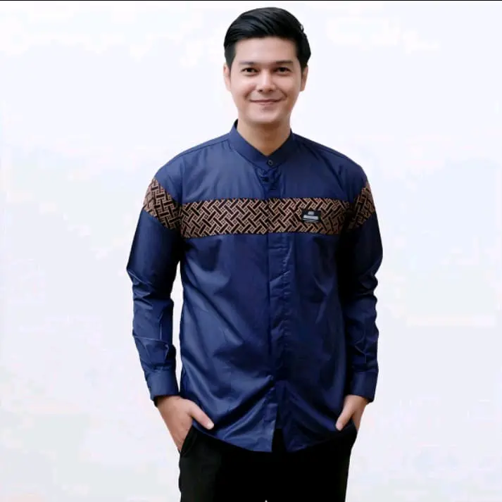 Baju Koko Lengan Panjang Pria Dewasa Motif Batik Qynang kobata Kobata Katun Matt 2