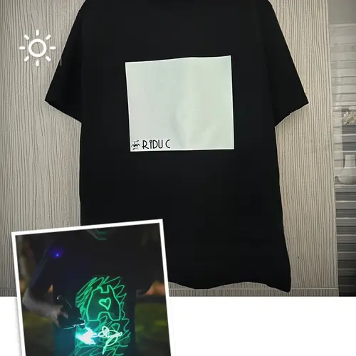 Áo thun dạ quang phát sáng DIY vẽ bằng đen flash