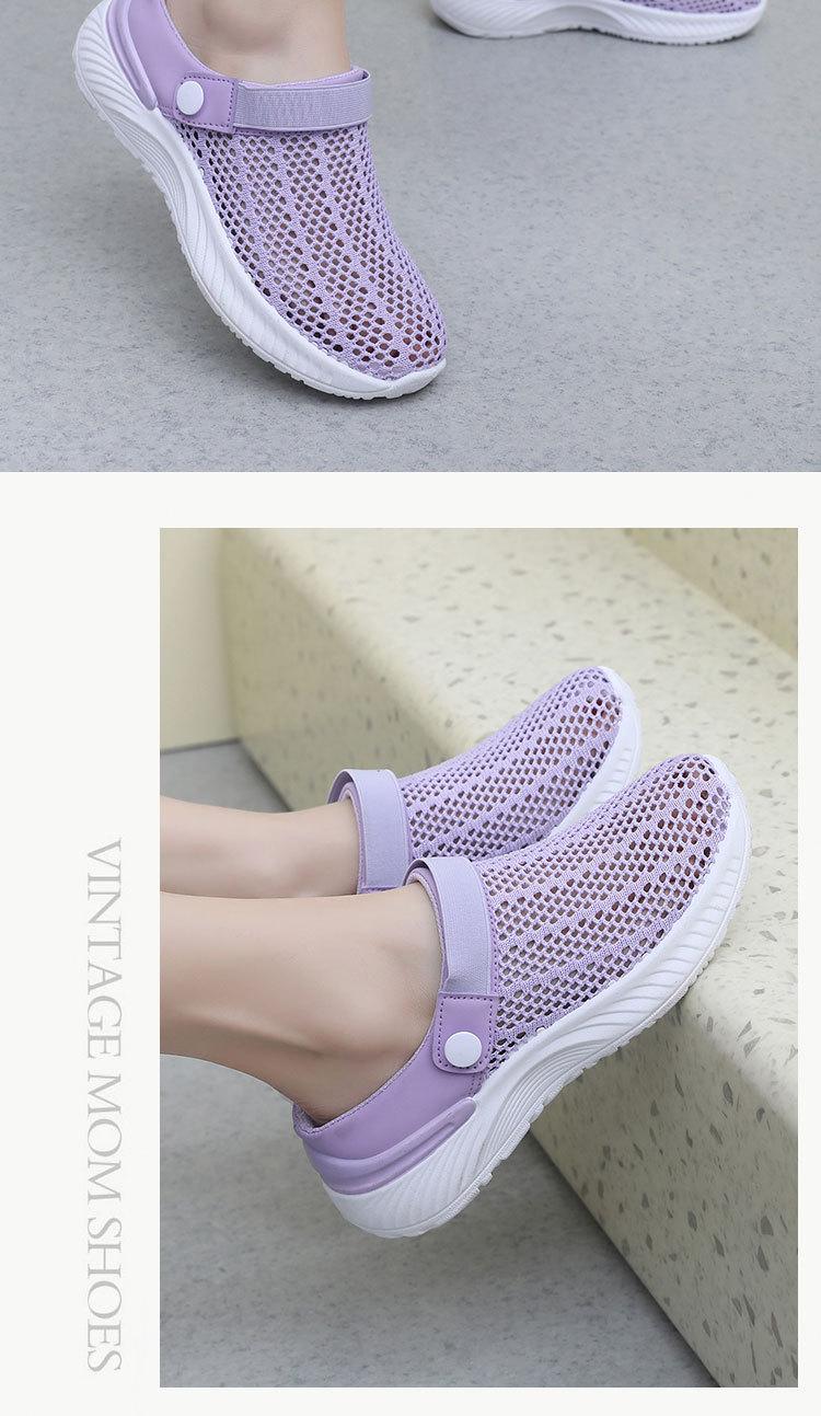 Product Introduction of 2025 Summer Women's Breathable Hollow-out Mesh Shoes Slip-on Lazy Semi Slipper Hole Shoes Fashion Casual Beach Women's Sandals 12