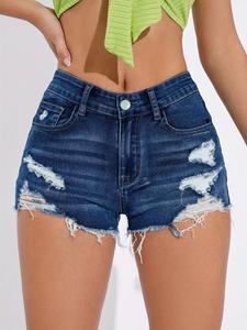 Women's Denim Shorts, Casual Fashion Ripped Short Jeans for Daily Wear, Ladies Bottoms for Summer