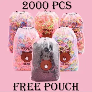 KARET WARNA JEPANG FREE POUCH - Karet jepang pouch isi 2000pcs Scrunchies