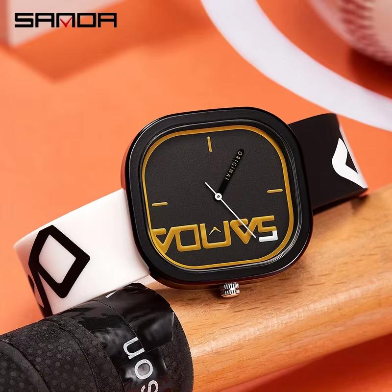 Đồng Hồ Thời Trang Thiết Kế Chính Hãng, SANDA 3203, 2023 Mới, Đồng Hồ Thạch Anh Sang Trọng, Thương Hiệu Silicon, Unisex, Đồng Hồ Đeo Tay Chống Nước, Đơn Giản 4