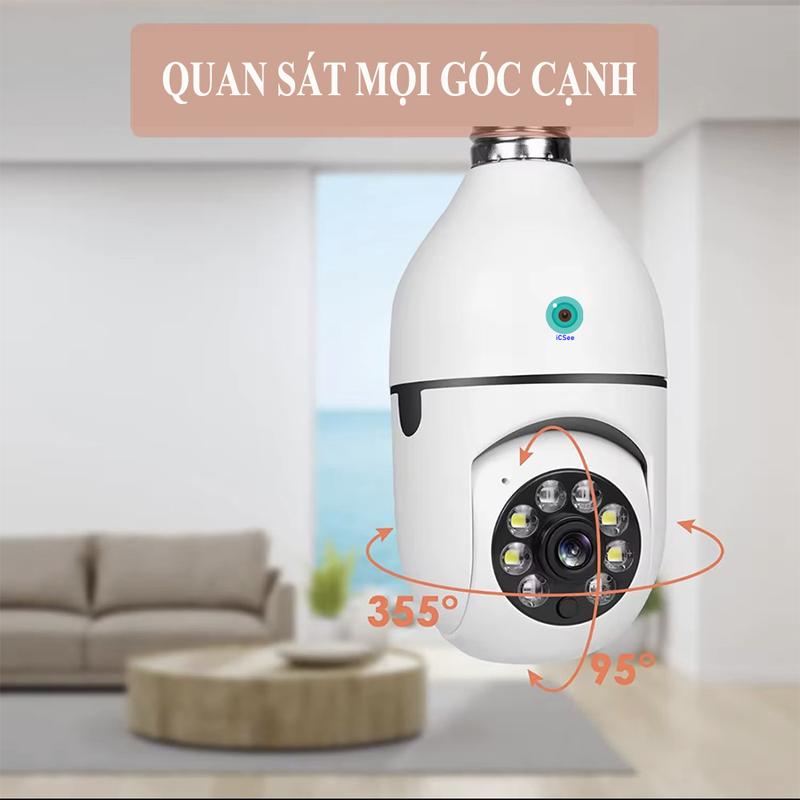 Camera wifi ICSEE Bóng Đèn , quay 360 độ , ban đêm có màu , đàm thoại 2 chiều , cảnh báo còi hú , tin nhắn , đàm thoại 2 chiều 4