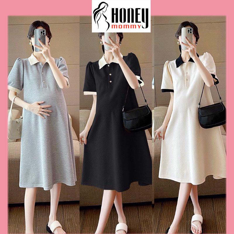 Đầm Bầu Váy Bầu Váy Polo Dáng Suông Chữ A Mùa Hè Chất Thun Tổ Ong Xinh Xắn Lịch Sự Đi Làm Đi Chơi HD2500 Honey Mommy Váy Nữ Women Dress