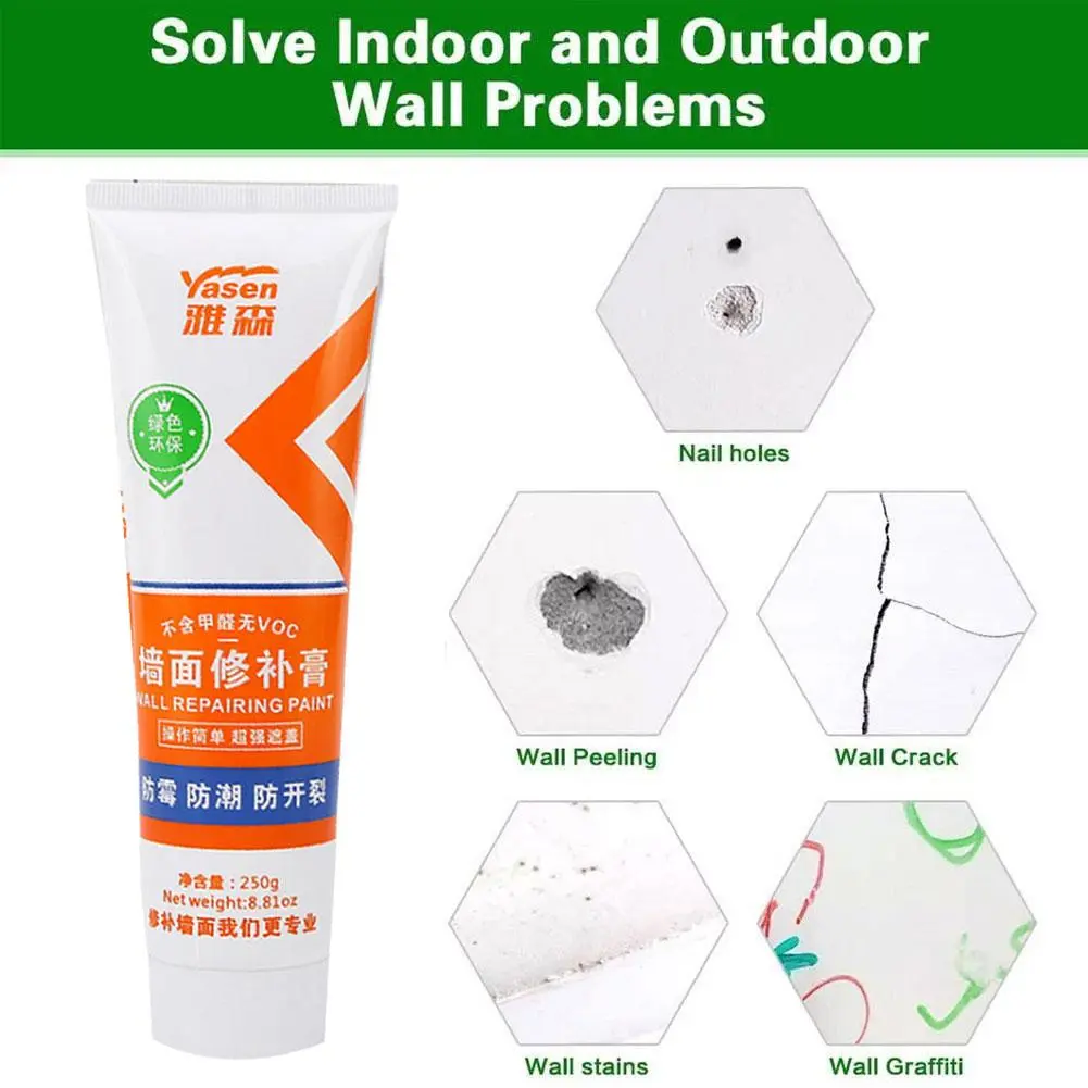 Keo Phục Hồi Vết Nứt Tường, 1 Bộ, Bột Trám Phục Hồi Tường, Keo Dán Móng Tay, Chống Keo, Thích Hợp Để Phục Hồi Lỗ Và Vết Nứt, U4T3