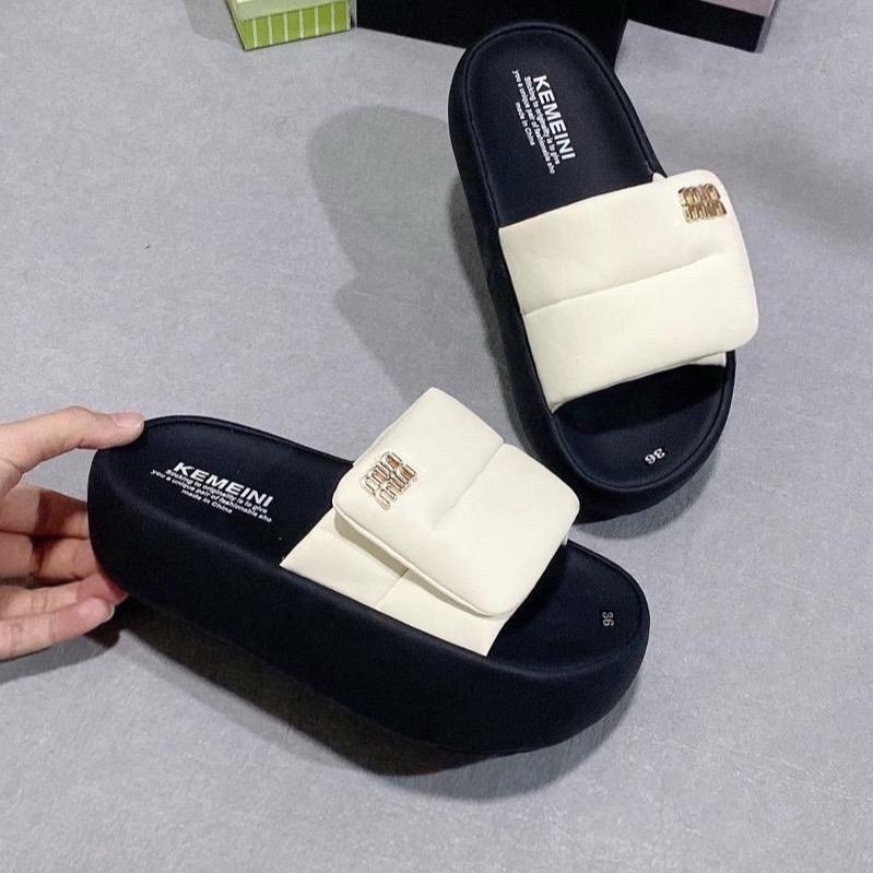 DÉP NỮ THỜI TRANG D09 QUAI DÁN BẢN TO ĐẾ CAO 5CM ÊM NHẸ THOẢI MÁI KHI MANG DéP Đế Bằng