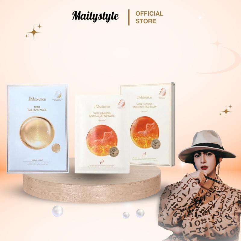  C580_ Combo 1 hộp Mặt nạ cá hồi JMsolution SALMON REPAIR MASK  V337  + 1 Hộp Mặt nạ JM Solution tinh chất vàng prime intensive mask  V139  