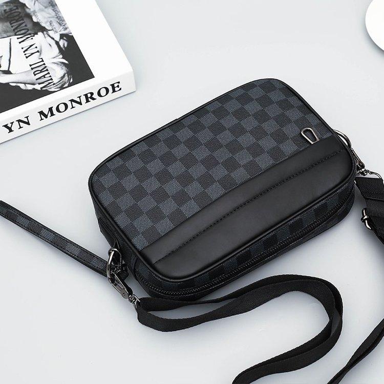 Túi đeo chéo da kiểu ngang 1 mặt caro xanh MR7 {BẢO HÀNH 1 NĂM} Da PU Bag Nam