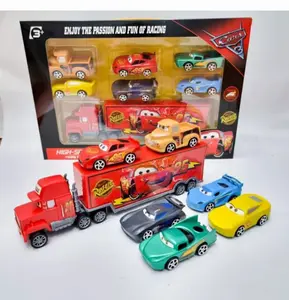 MAINAN TRUK CONTAINER PANJANG MOBIL CARS PULL BACK ISI 7PCS
