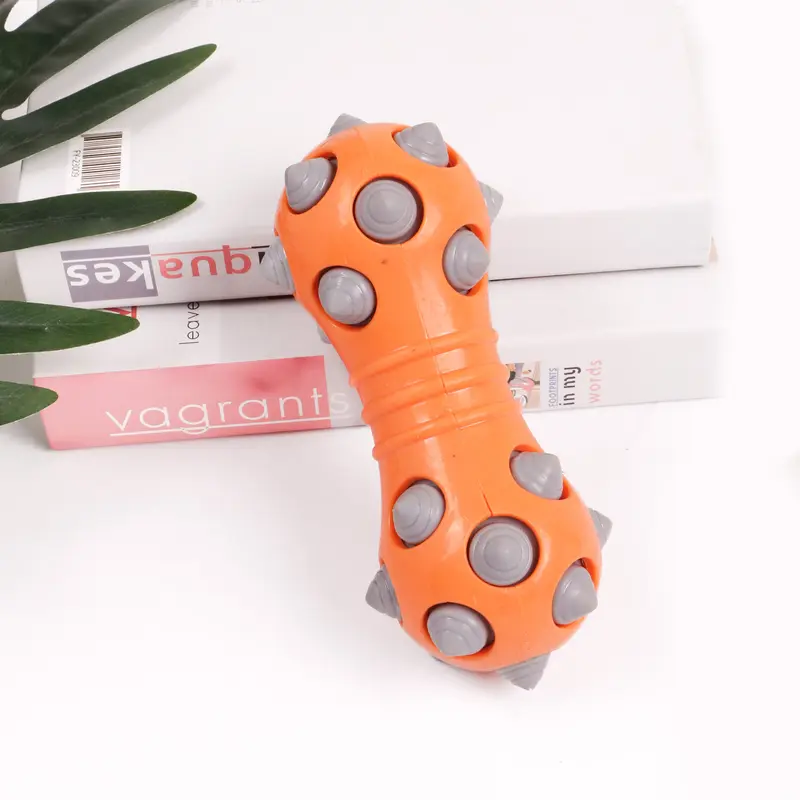 Đồ Chơi Thú Cưng, Hàng Mới Về, Chất Liệu TPR, Thiết Kế Hình Quả Tạ Chấm Bi, Có Âm Thanh, Thích Hợp Cho Chó, Đồ Dùng Thú Cưng 6