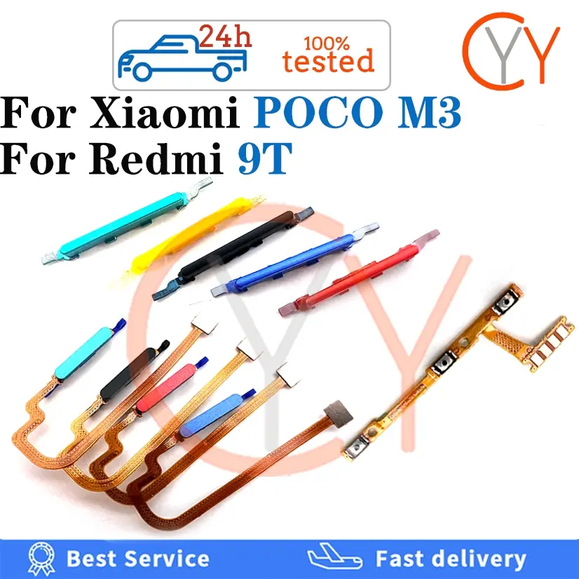Kabel Fleksibel Butang Rumah Belakang, Untuk Xiaomi Poco M3 / Redmi 9T, Penderia Pengimbas Cap Jari, Butang Kelantangan Kunci Pemulangan, Butang Kuasa, Butang Hidup / Mati