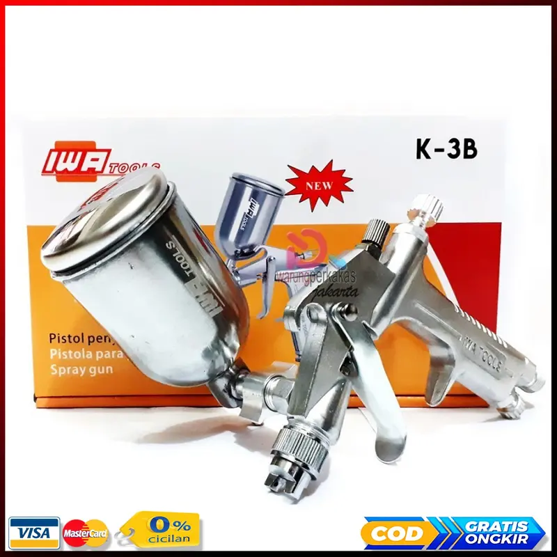 Original IWA Spray Gun K3B spraygun Lengkap Tabung Atas 200cc Spet Penyemprot Cat Mobil Motor 0