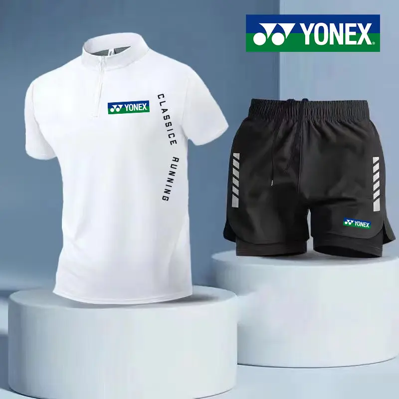 Sut Badminton Yonex, Set Kasual Sukan Lelaki dan Kanak-kanak, Baju-T Lengan Pendek, Seluar Panjang dan Seluar Pendek, Set Sukan Sutera Ais Belia Kacak