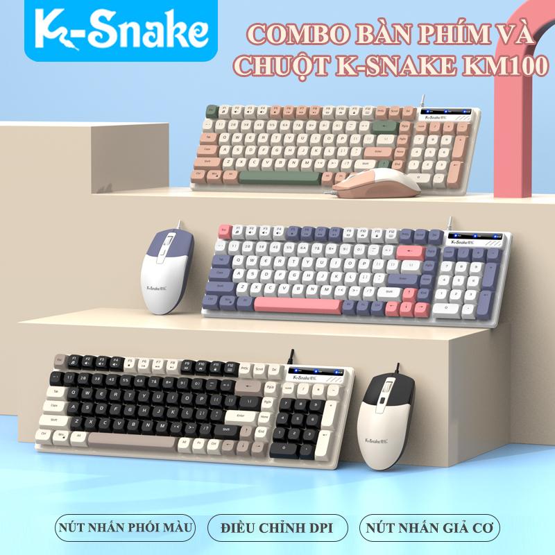 Bộ bàn phím và chuột K-SNAKE KM100/ K1 kết nối bằng dây cổng USB phím giả cơ 101 nút