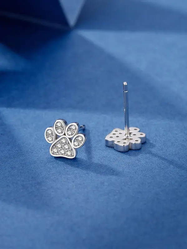 Cute Paw Design Earrings, Fashionable Rhinestone Decorated Earrings for Women & Girls, Trendy All-match & Exquisite Jewelry for Birthday Gift 2