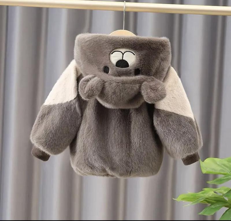 áo khoác lông, lót nỉ nhung họa tiết thêu cho bé trai size 8-18kg