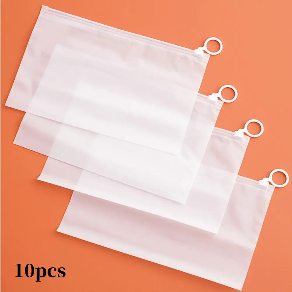 10pcs Frosted Clear Plastic Package Cloth Travel Storage Bag Custom Waterproof Bag Zipper Lock Self Seal   Organizing  Storage Puzzle Bags