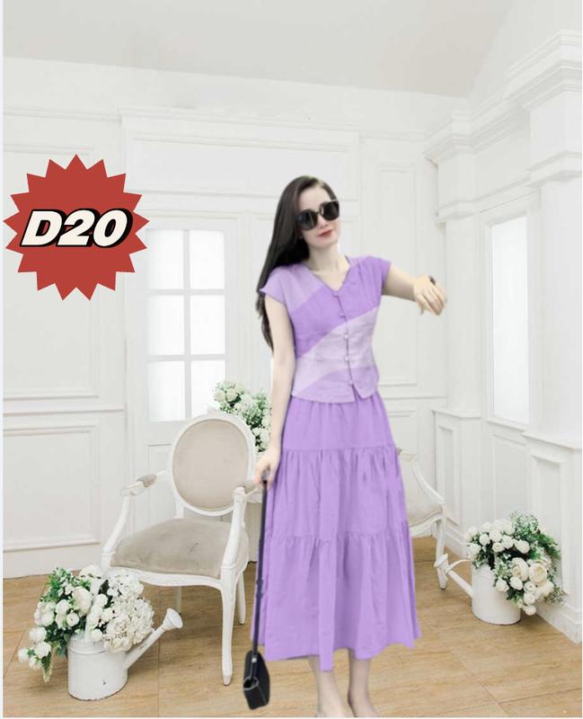 D20-Áo Kiểu Nữ Sát Nách, Váy đầm thiết kế chất liệu linen cao cấp hàng loại 1 Voi Nữ Women đồ bộ  hồng đậm đen quần tím đễ thương set  bộ chỉ giặt tay đầy màu sắc Tim Top