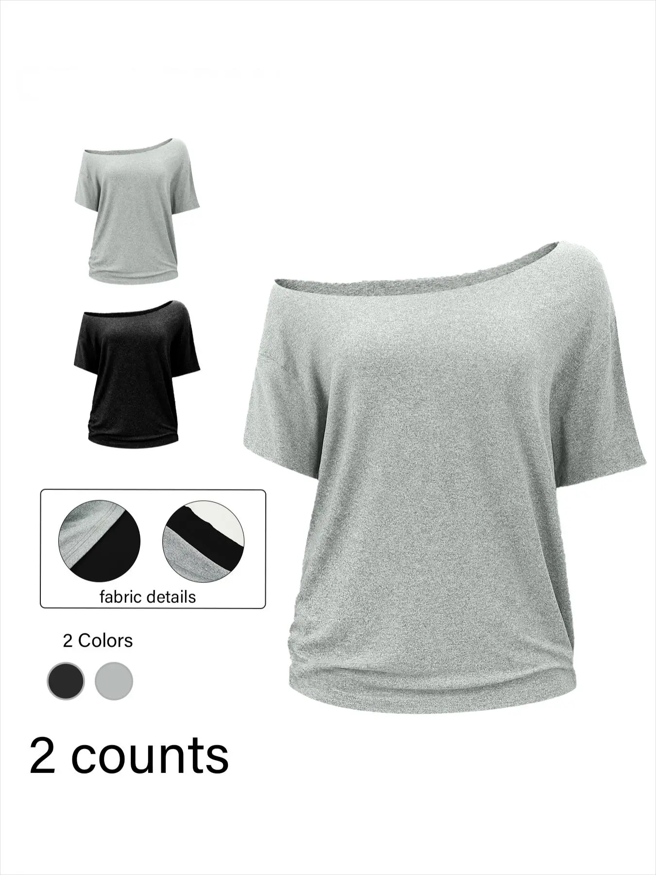 Women's Plain Asymmetrical Neck Tee, Casual Short Sleeve T-shirt for Daily Wear, Ladies Clothes for All Seasons, Tops