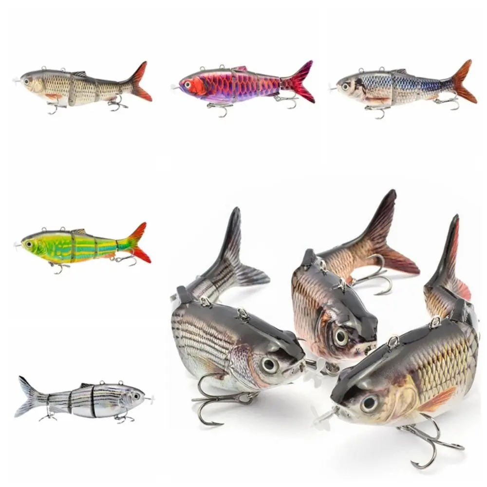 Self-Propelling Bionic Fish Electric Lure Wobblers Automatic Swimming 5.1" Fishing Baits Kit Multi Jointed 3D Swimbait Hard Fishing Lure Crankbait
