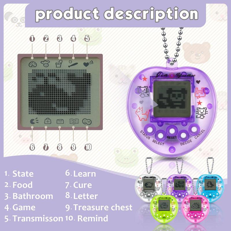 Product Introduction of สัตว์เลี้ยงอิเล็กทรอนิกส์, ของเล่นเกมมือถือ Tamagotchi, สำหรับเด็ก, ภาษารัสเซีย, เยอรมัน, สเปน, โปแลนด์, ของเล่นสัตว์เลี้ยงดิจิตอลเสมือนจริง, พร้อมตัวเลือกการเล่นที่หลากหลาย 9