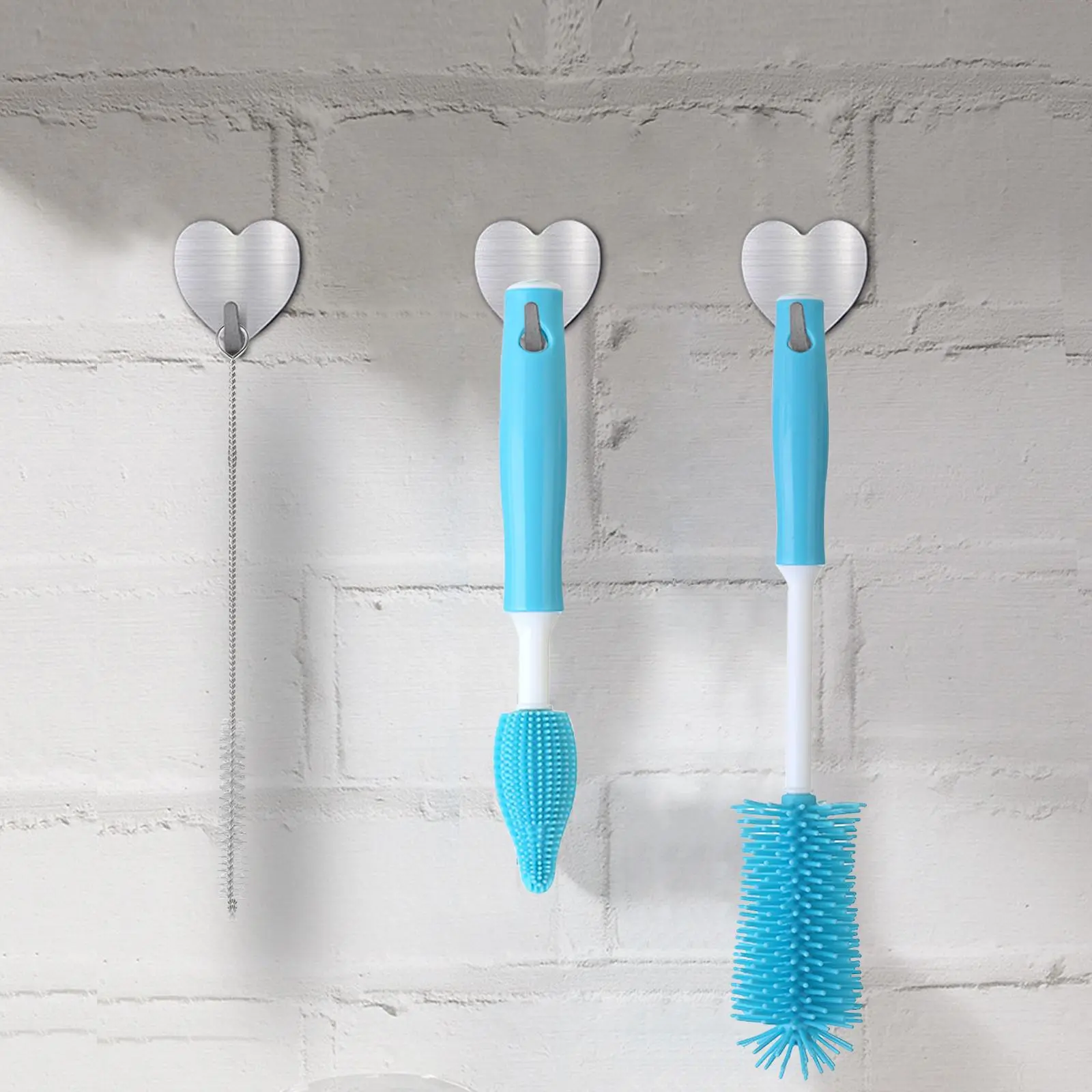 3pcs Baby Bottle Cleaning Brush Set, Silicone Bottle Brush with Long Handle, Baby Bottle Cleaning Tool For Washing Baby Bottles, Glass, Mugs, Etc.