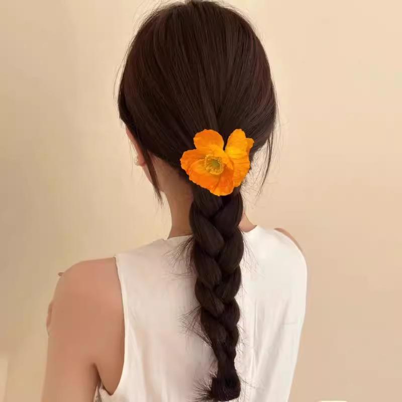 Product Introduction of Vẻ đẹp của màu cam! Băng Đô Đĩa Hoa Poppy, Cao Cấp Phụ Kiện Tóc Đầu Bi Thiết Kế Vải Mô Phỏng, Mới, Dây Tinh Tế 11