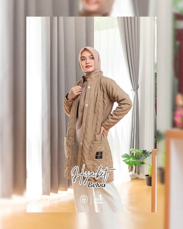 Hijacket Belva Bahan Premium Jaket Mantel Wanita - Jaket untuk Umroh - Jaket Musim Dingin - Jacket Syar'i Jaket long Tunik Panjang Outer 2
