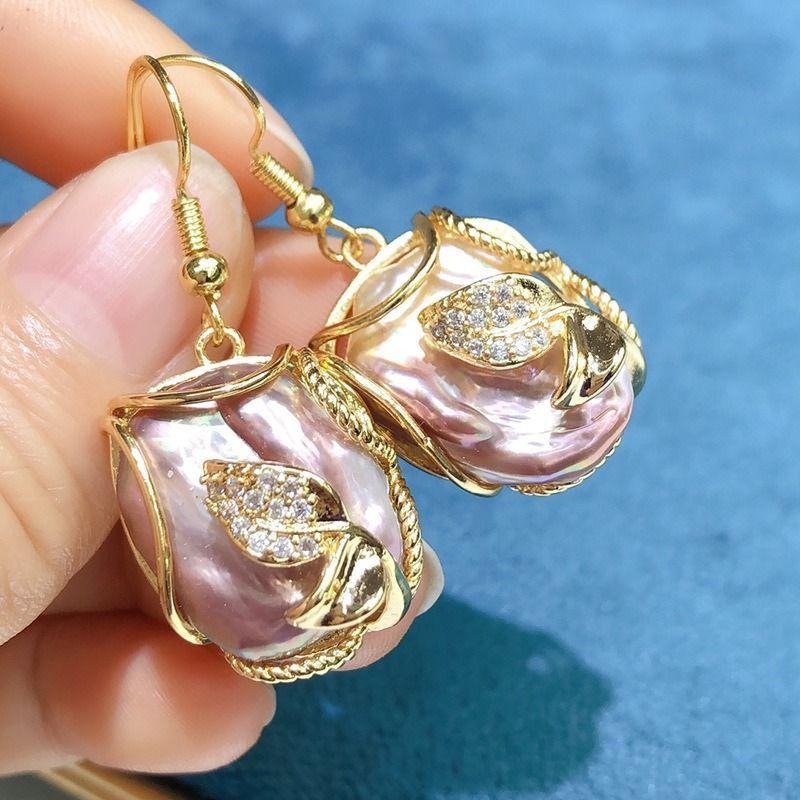 Vòng Cổ Baroque Ngọc Trai Nước Ngọt, Tự Nhiên Thuần Khiết, Bộ Dây Chuyền Nữ Cao Cấp, Nhẫn Dễ Thương, Mặt Dây Chuyền, Bông Tai Đinh tán, Bộ Ba Mảnh 6