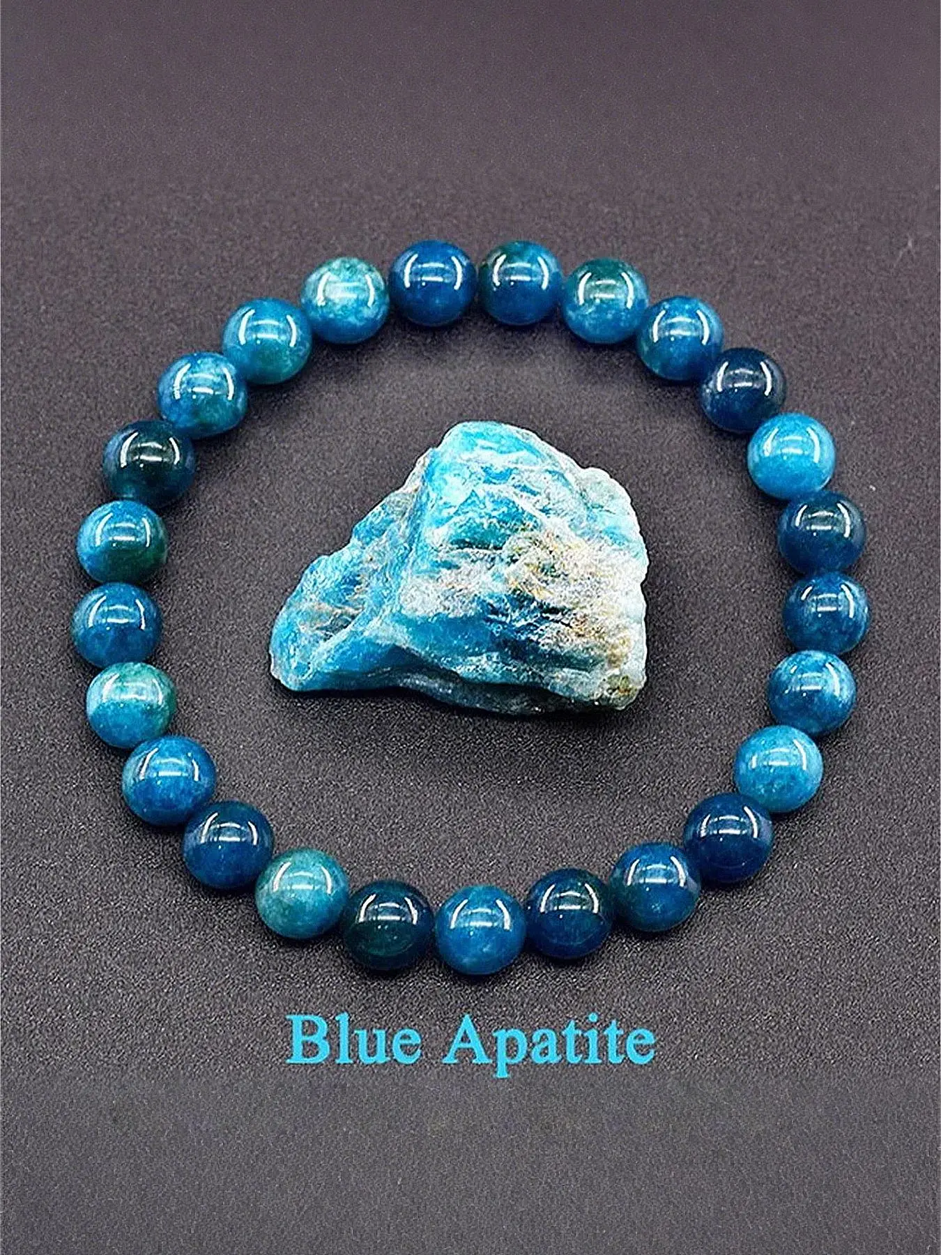 Natural Blue Apatite Beaded Bracelet, Fashionable Jewelry for Women & Men, Trendy All-match & Exquisite Jewelry for Birthday Gift