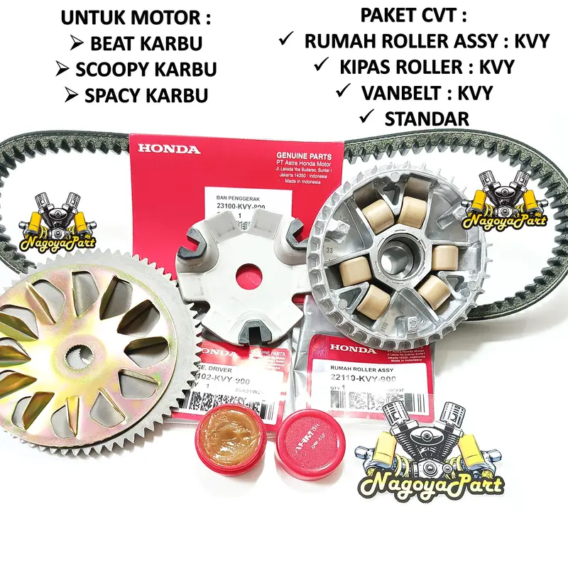 Paket Cvt Van Belt + Rumah Roller Assy Set + Kipas Roller Beat Karbu Scoopy Karbu Spacy Karbu KVY Motor 1