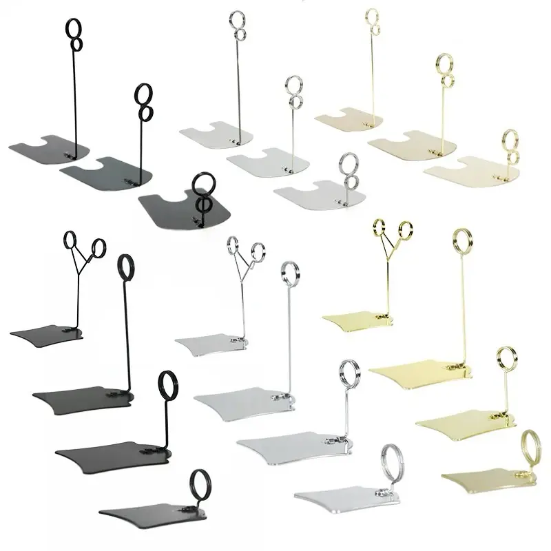 5PCS/SET 10CM Table Menu Stand Price Tag Holder Stainless Food Grade Silver Emas Untuk Toko Kue