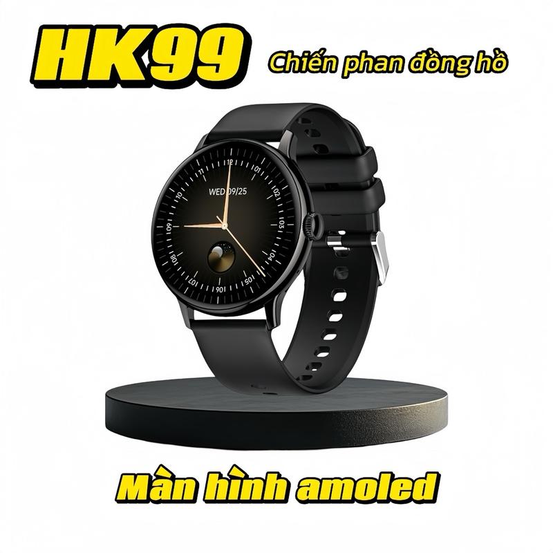  Đồng hồ thông minh HK99 AC WATCH NFC màn hình AMOLED 1.45 inch nghe gọi nhận thông báo đo nhịp tim Smartwatch Watch   bộ kèm 3 dây đeo   