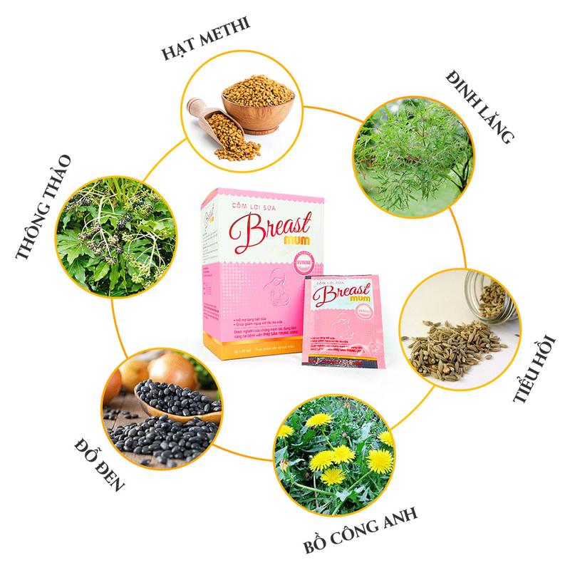  Cốm lợi sữa Breast mum - Tăng chất lượng & số lượng sữa mẹ cho mẹ ít sữa sữa loãng mất sữa sau khi sinh và đang cho con bú 
