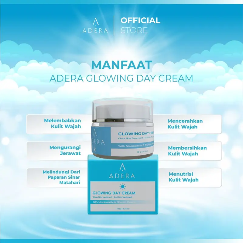 Paket Adera Cream, Facial Wash, Toner, Wajah Glowing Putih Bersih Bebas Jerawat Kusam Flek Bintik Hitam BPOM 100% Original Mencerahkan Membersihkan Muka Perawatan Vitamin Perawatan Vitamin Pencerah 3