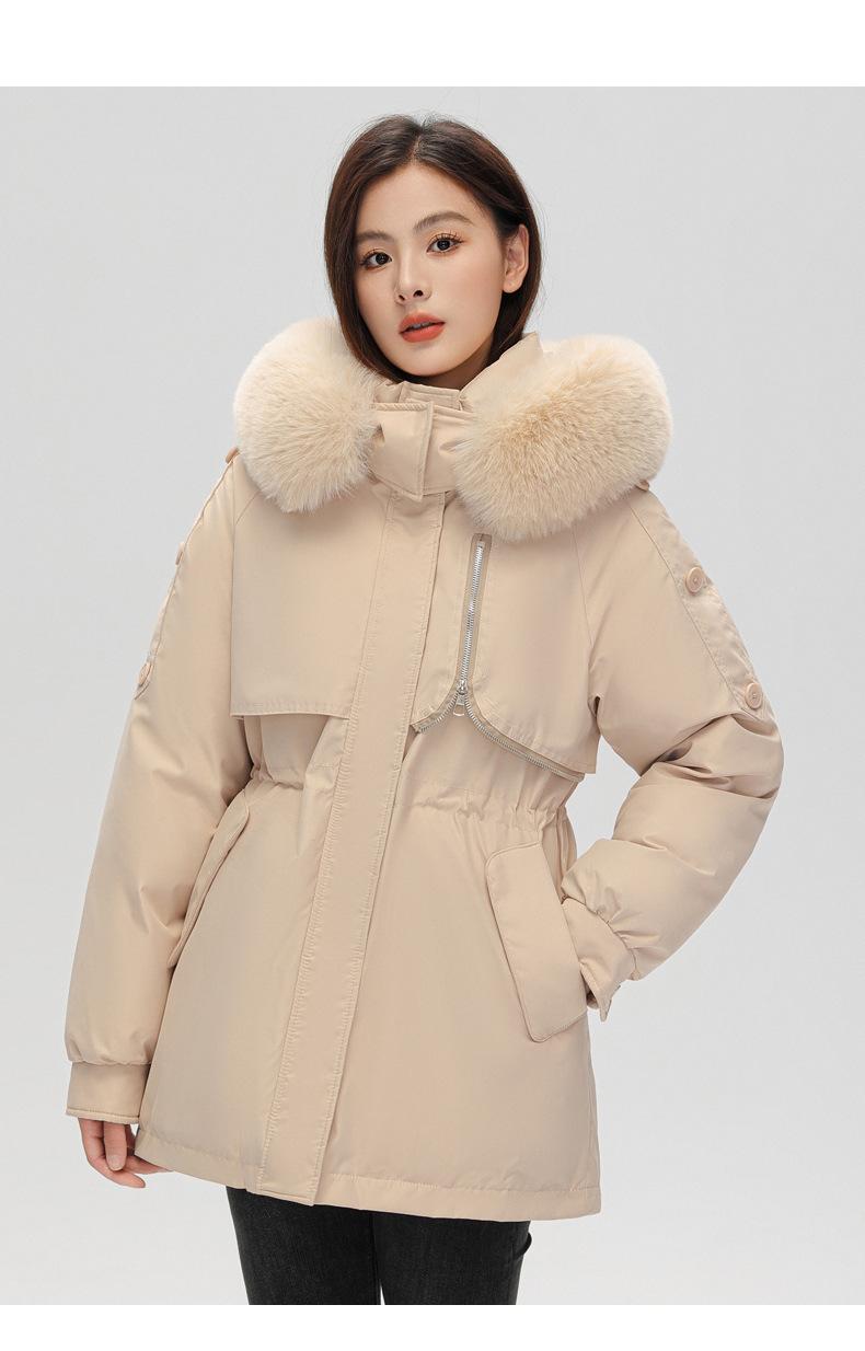 Product Introduction of Fashion Big Fur Collar down Cotton-Padded Jacket Women's Short 2023 New Winter Clothes Small Workwear Thickened Parka Cotton-Padded Jacket 22