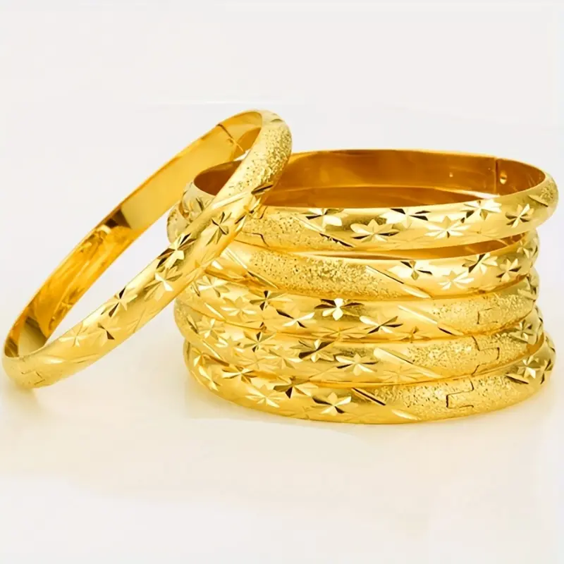 Vintage Tribal 24K Plated Openable Bangle - Copper Material, No Mosaic, Ideal for Daily Wear & Gifts - Middle East Dubai Style Fashion Women'S Cuff Bracelet (Pcs of 1) 0