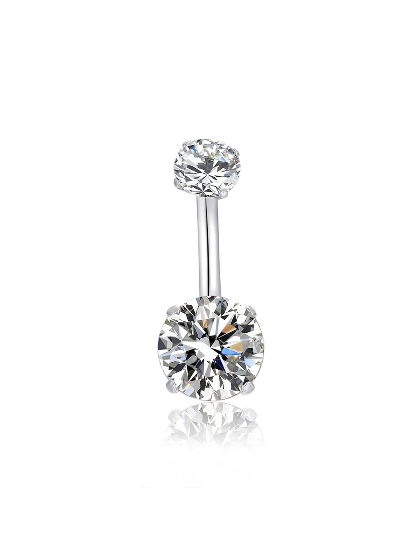 Rhinestone Decor Belly Ring, Double Head Navel Piercing For Women, Fashion Body Jewelry For Party, Daily Clothing Decor