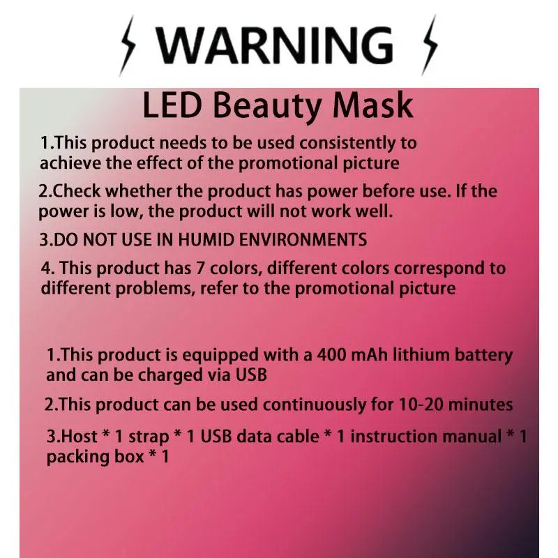LED Light Facial Mask, USB Rechargeable Facial Beauty Instrument, Portable Facial Skin Care Mask for Home & Travel 2