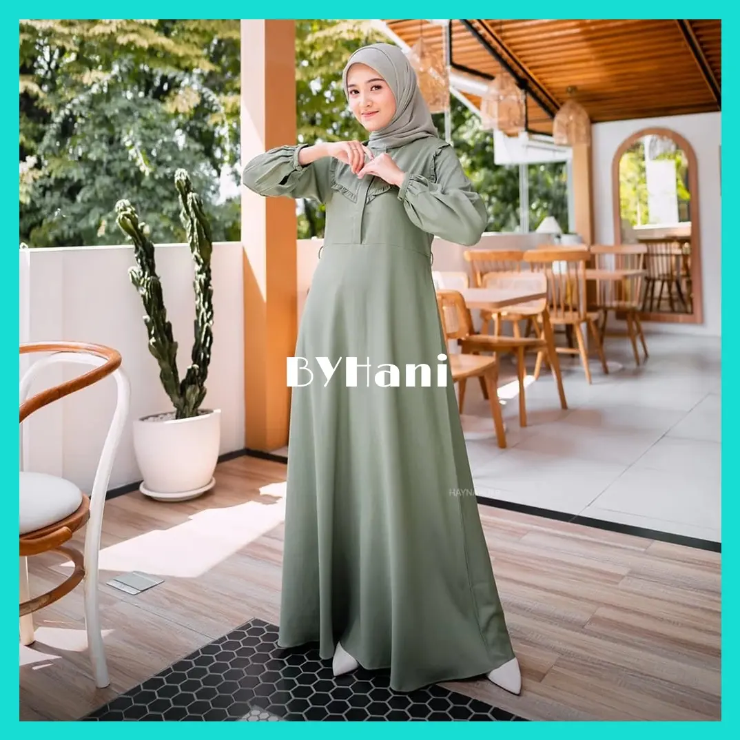 Gamis Fuji bahan crinkle airflow dress lebaran remaja viral