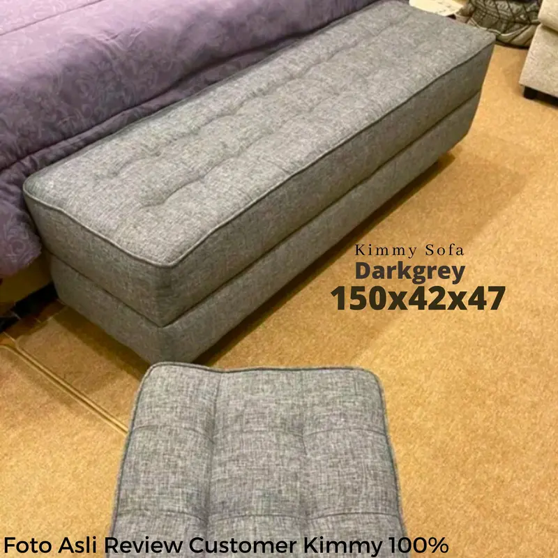 KIMMYSOFA Panjang Bench Puff Stools Sofa Bahan Canvas/Bludru Terima Ukuran Custom 4