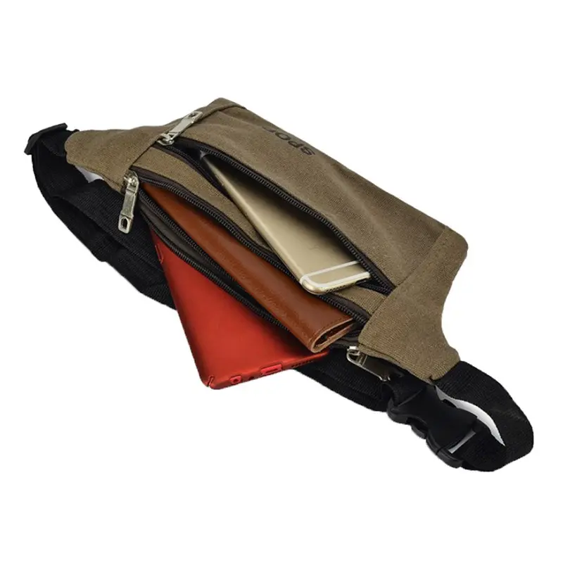 1pc x canvas and large capacity running waist pack camping sport hiking zip bag