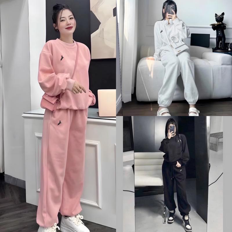 Bộ Nữ Áo Hình Ngựa Dài Tay Mix Quần Ống Bom Chất Nỉ 2 Da - Hà Mi Studio SB 94