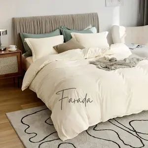 Bed Cover Set Ivory Full - Set dengan Sprei Polos ukuran 90x200 100x200 120x200 140x200 160x200 180x200 200x200 [WIDANI STORE]