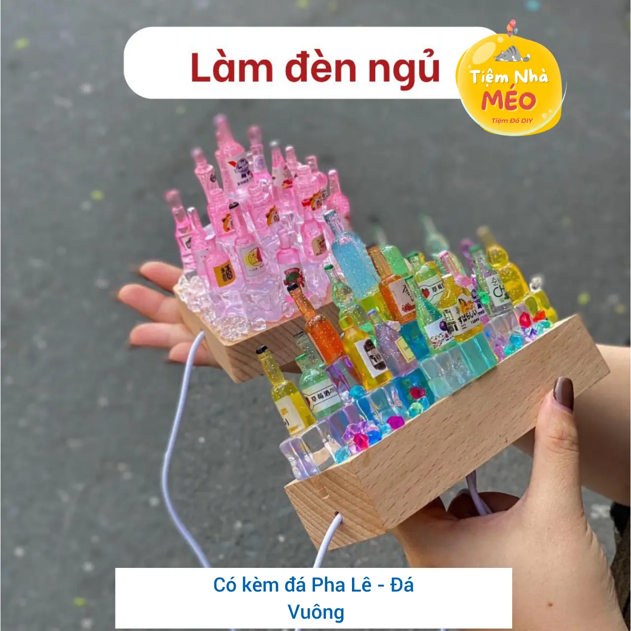 [SET] Đèn ngủ chai rượu mini DIY, có đá pha lê, Mô hình chai nước mini trang trí phòng ngủ, bàn làm việc, tặng quà Decor Trang Trí Nhà