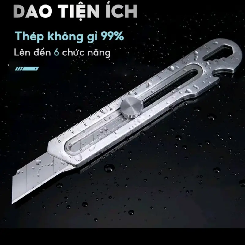 Bộ dụng cụ Rọc Giấy Inox Đa Năng Dày 6mm hiệu quả với chức năng Mở Ốc và Thước Đo Trên Thân 6