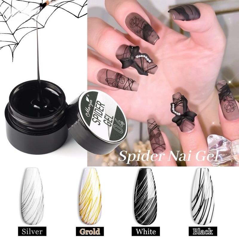 Gel nhện làm nail, gel nhện kéo sợi dai, trắng, đen,  nhũ vàng, nhũ bạc